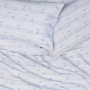 Queen Cotton Percale Sheet Set in Sailing 4-Piece Hilfiger Sheet Set